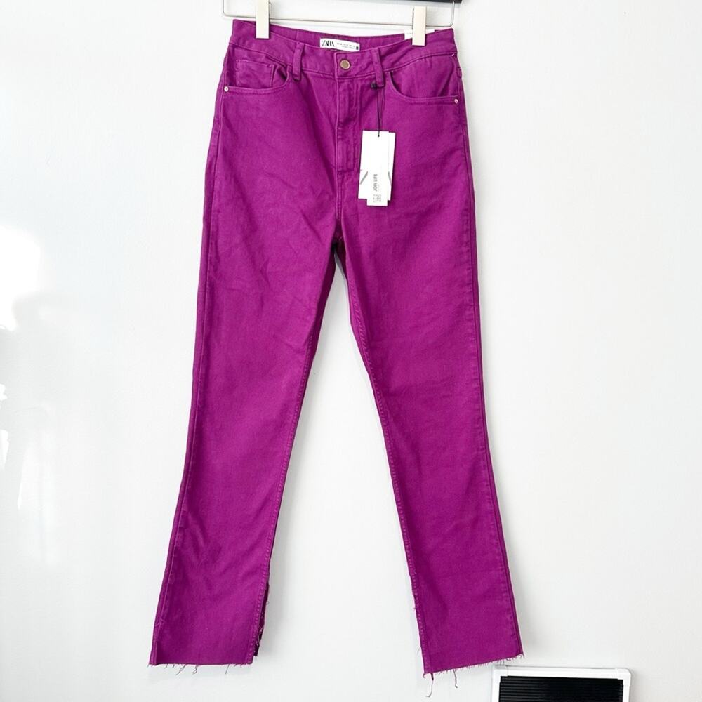 Zara slim flare high waisted jeans purple denim size 8 NWT new
